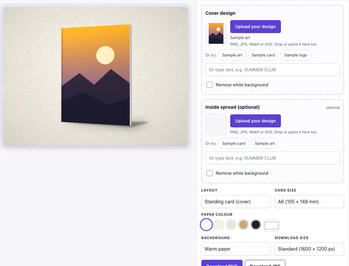 Greeting card mockup example