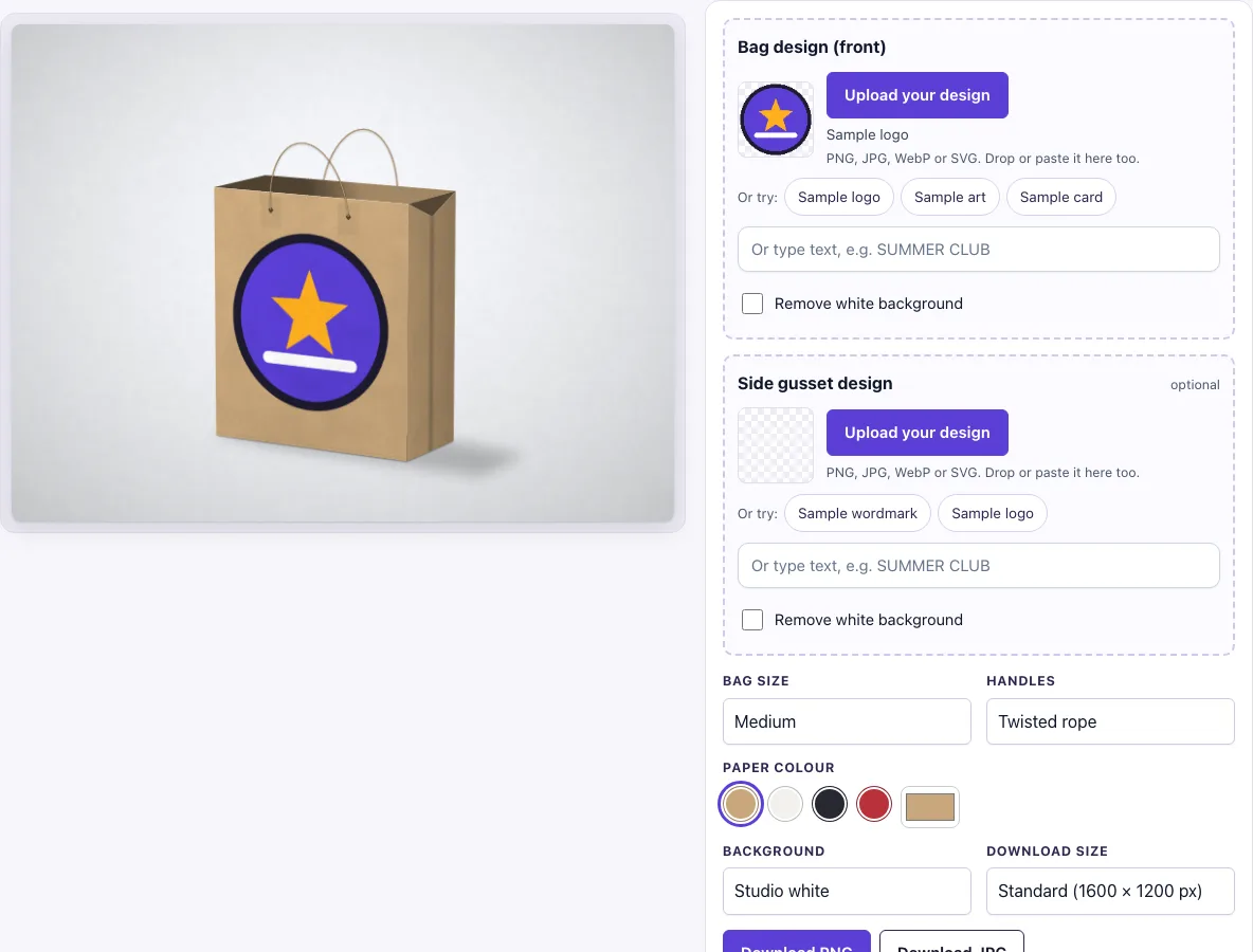 Paper bag mockup example