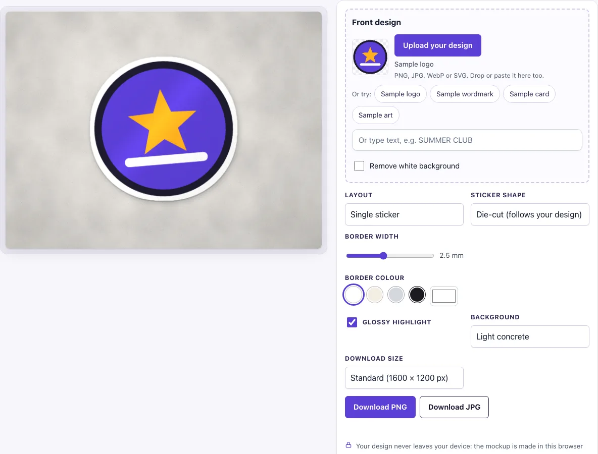 Sticker mockup example
