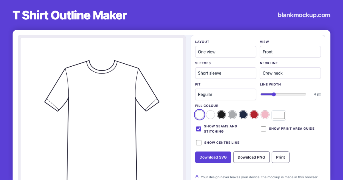 T Shirt Outline – Free T-Shirt Flat Sketch, SVG and PNG