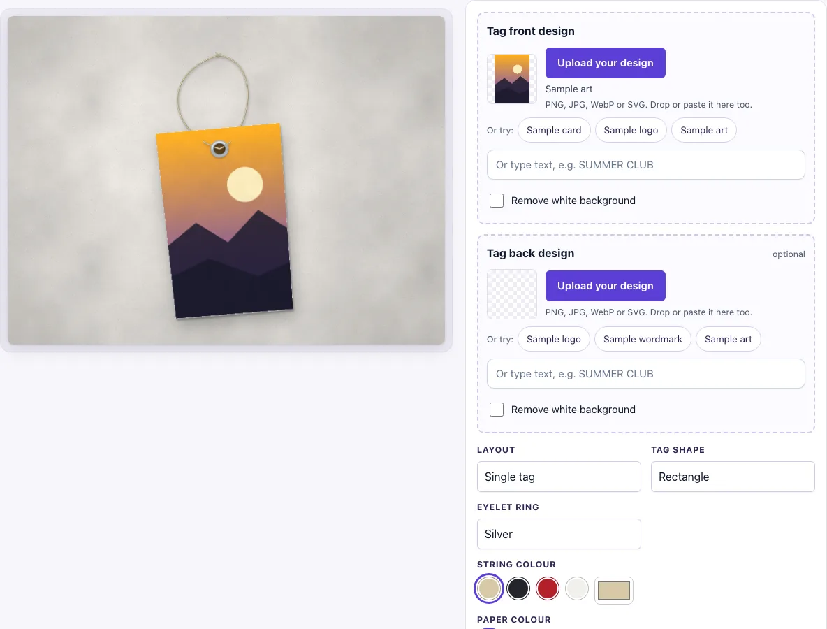 Tag mockup example